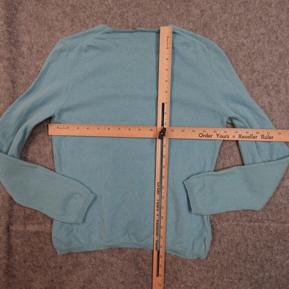 Vintage Ann Taylor Sweater Womens Large Cashmere VNeck Luxe Soft Blue - Picture 6 of 9